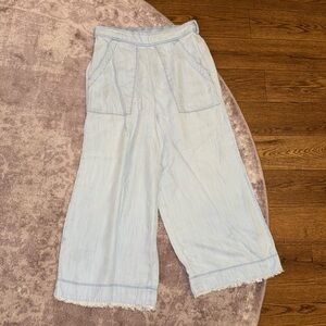 Anthropologie Cloth & Stone Small Blue Lightwash Wide Leg 22” Length Pants